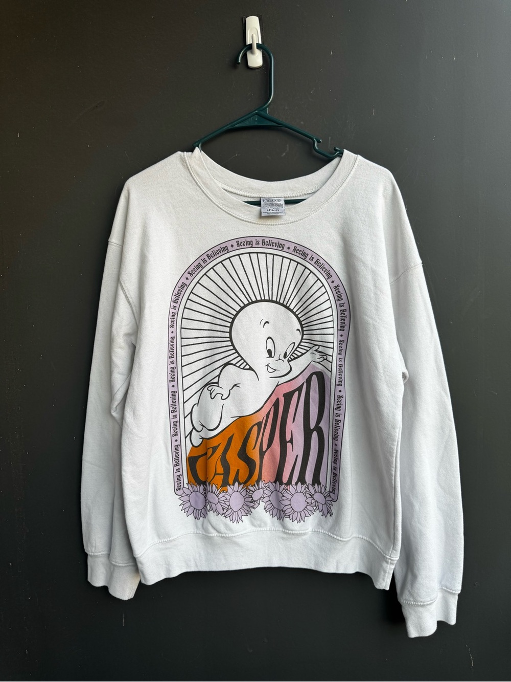 Casper the Friendly Ghost "Seeing is Believing" women's pullover sweatshirt.
